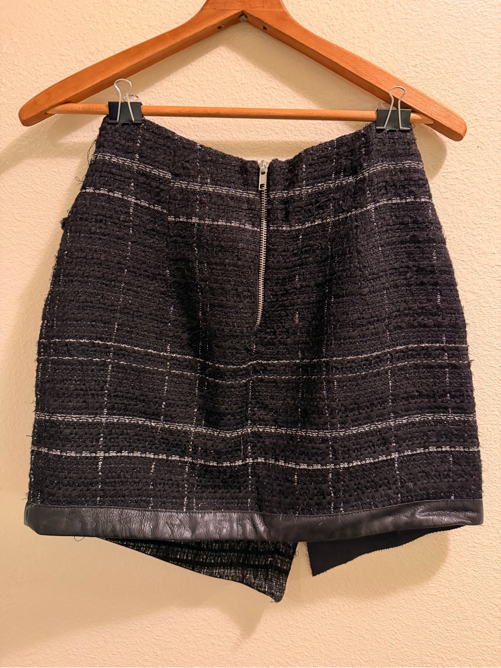 Zara Black Tweed & Faux Leather Mini Skirt - Picture 4 of 4